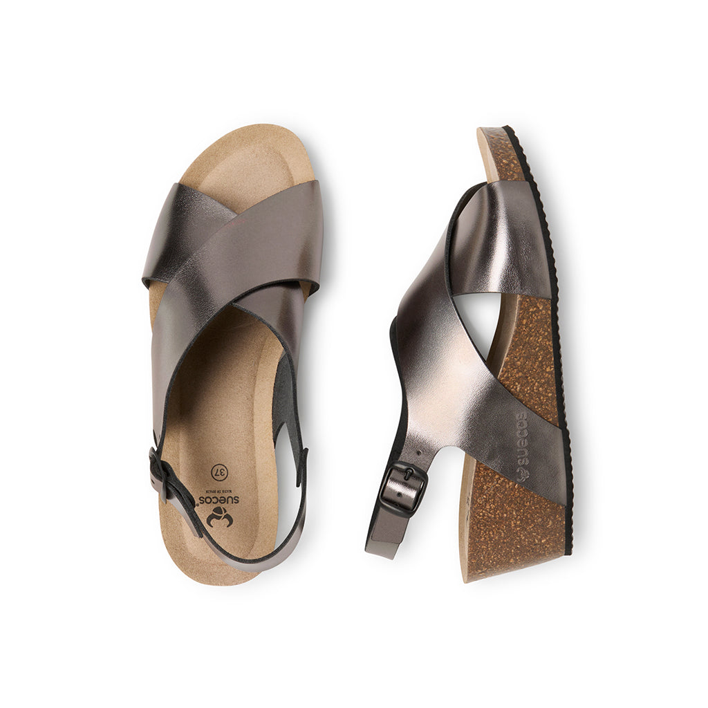 Ros Soft Metallic Grey Sandals 